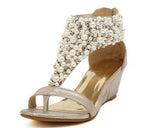 Livia | Summer Fashion Beaded Rhinestone Flip-toe Wedge Women's Shoes