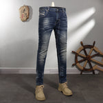 Timéo | Men's Retro Elastic Slim Fit Small Straight Leg Jeans