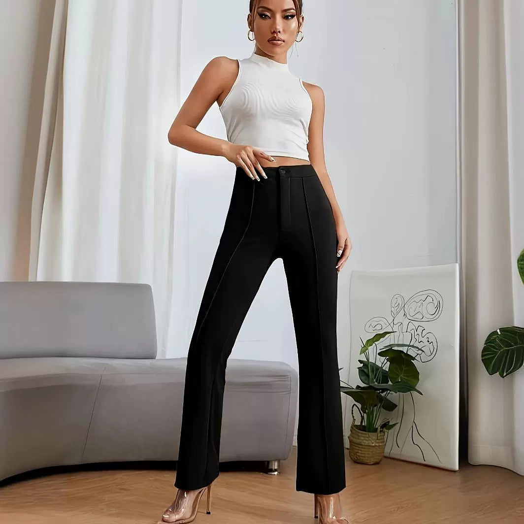 Victoire | Small slimming straight pants with matching elastic belt