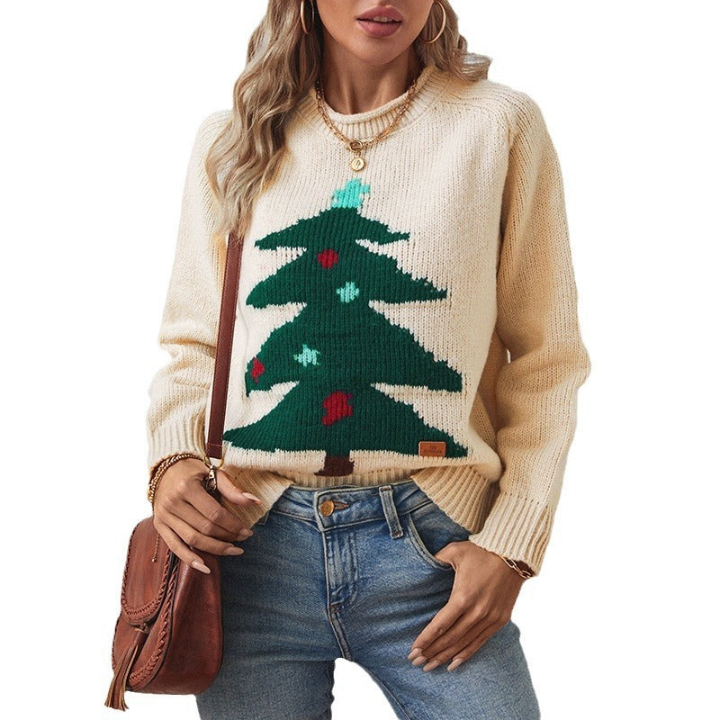 Willow | Christmas Tree Pullover Women's Round Neck Loose Sweater