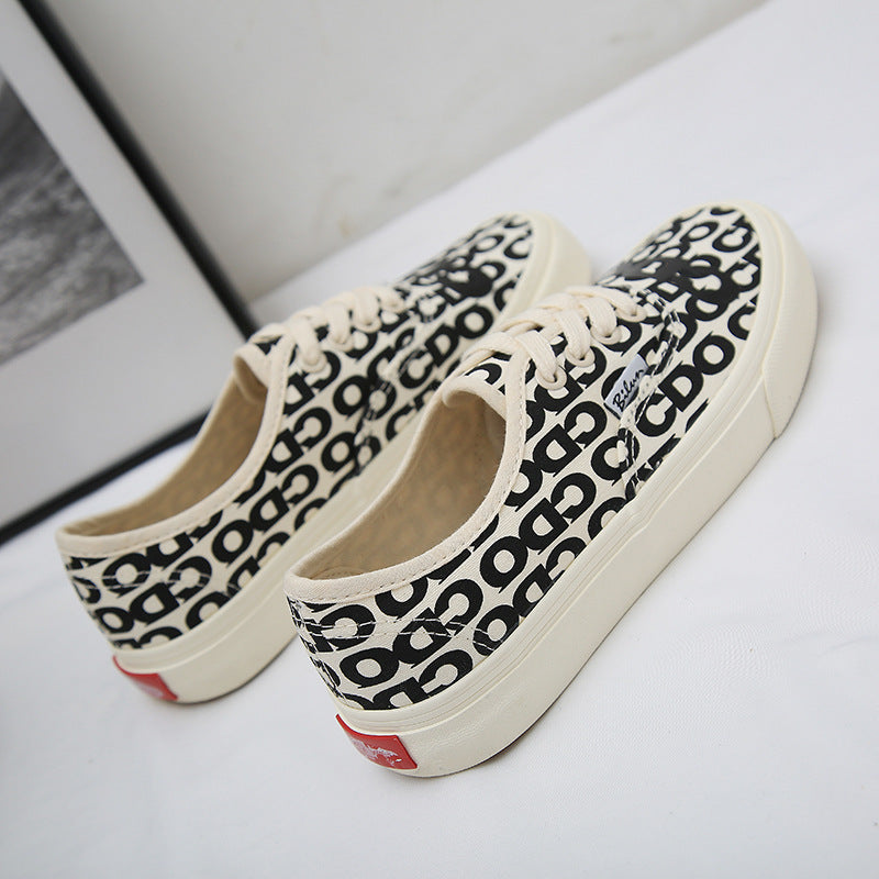 Lacey | Low Cut Men And Women Letter Couple Canvas Shoes Laces