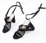 Chelsea | Women Sandals Bandage Flock Cross Strap Lace Up High Heels Sandal