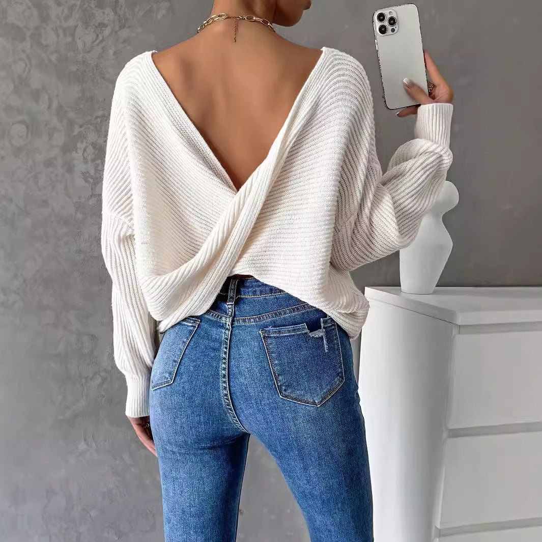 Penelope | Backless Sweater Long Sleeve Long Sleeve Knitted