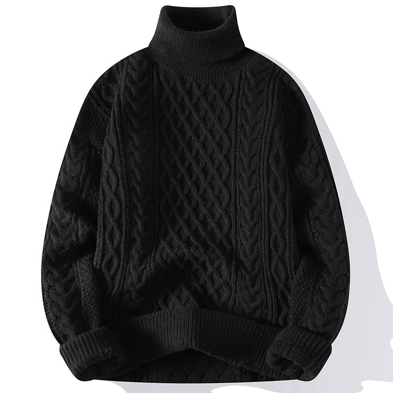 Valentin | Vintage Jacquard Turtleneck Thick Sweater Men