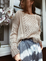 Scarlett | Casual Solid Color Round Neck Loose Openwork Knitted Sweater