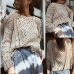 Scarlett | Casual Solid Color Round Neck Loose Openwork Knitted Sweater