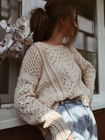 Scarlett | Casual Solid Color Round Neck Loose Openwork Knitted Sweater