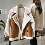 Fiona | Suede Jacket Women Short Lamb Velvet Motorcycle Jacket