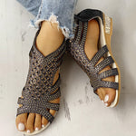 Lila | Flat Cutout Roman Rhinestone Sandals