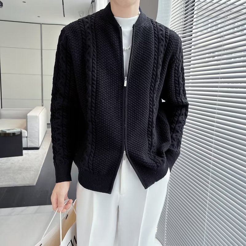 Abdou | Design Sense Niche Zipper Knitted Cardigan For Men