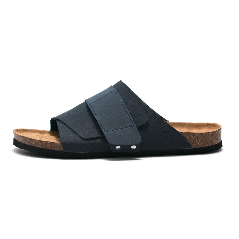 Leo | Couple Beach Wear Leather Surface Cork Sandals