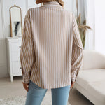 Lara | Loose Temperament Button Cardigan Striped Long Sleeve Shirt