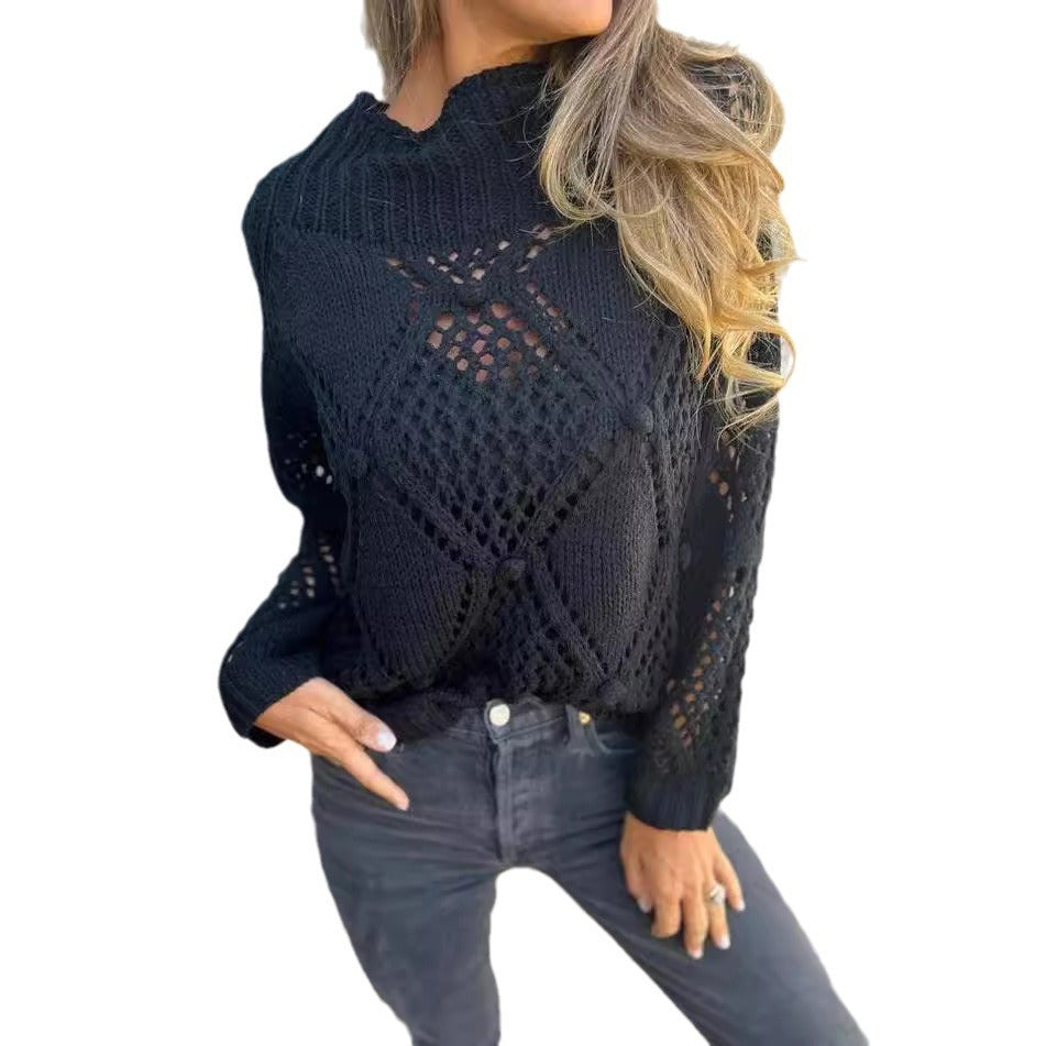 Piper | European And American Leisure Loose Hollow Out Sweater Round Neck Knitted Top