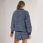 Lillian | Women's Long Sleeve Striped Collar Shorts Suit