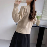 Sophie | European and American Style Round Neck Lantern Sleeve Knitted Pullover