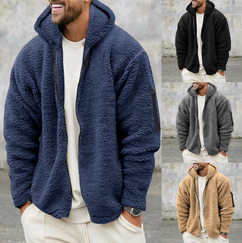 Noah | Men's Hooded Jackets Autumn Winter Double-sided Fleece Warm Zipper Coat