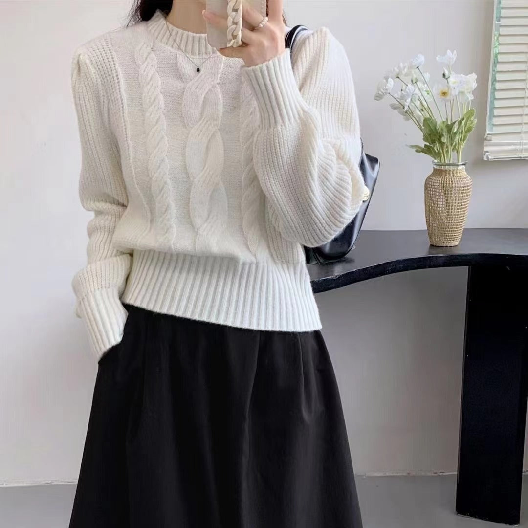 Sophie | European and American Style Round Neck Lantern Sleeve Knitted Pullover