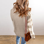 Allison | European And American Leisure All-match Color-block Crew Neck Sweater