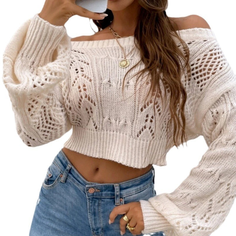 Salomé | Pullover Short Off-neck Off-the-shoulder Hollow-out Sweater