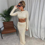 Mélina | Women's Fashion Round Neck Long Sleeves Cropped Suit