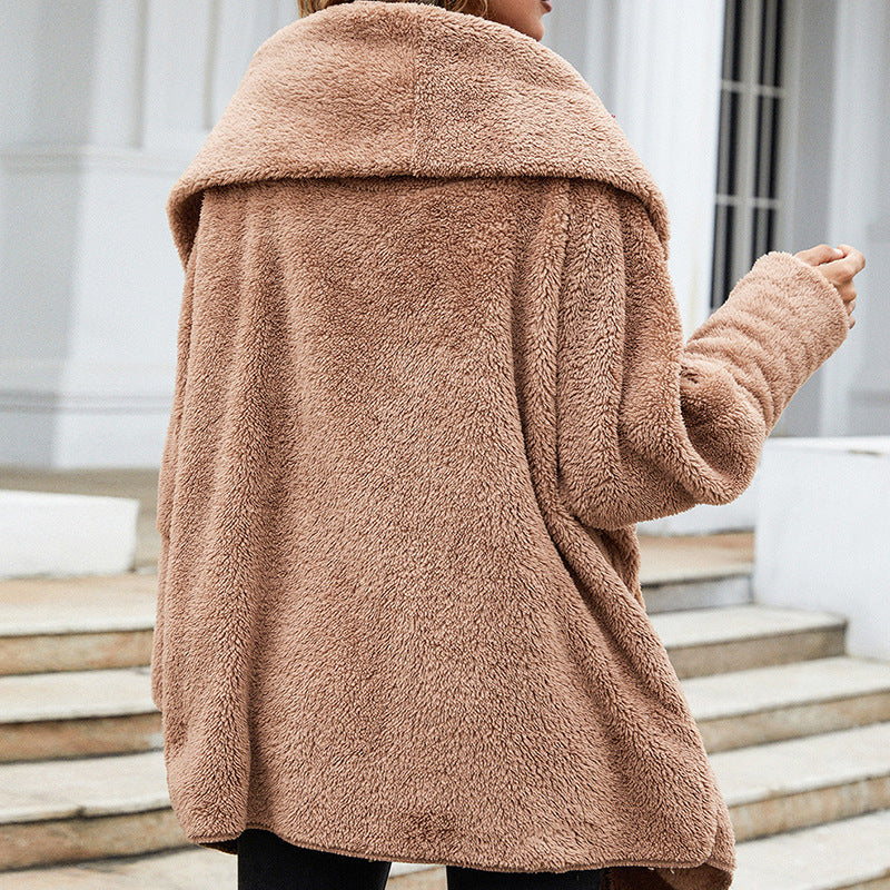 Mélodie | New Brown long sleeve plush cardigan