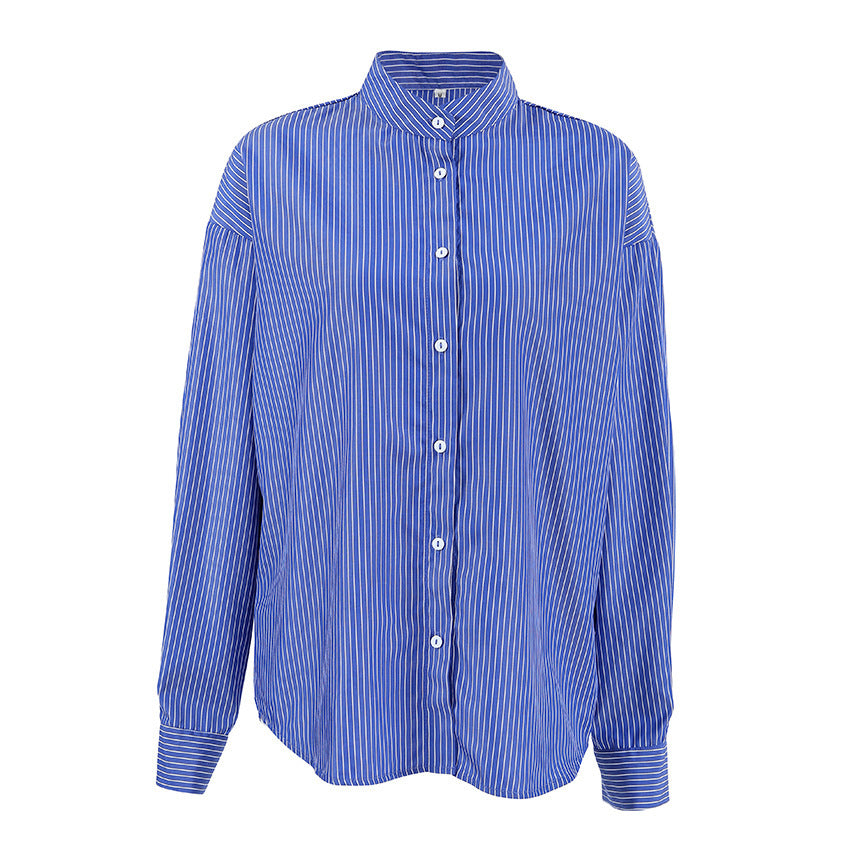 Amélie | French Style Blue Striped Shirt Design Sense Niche