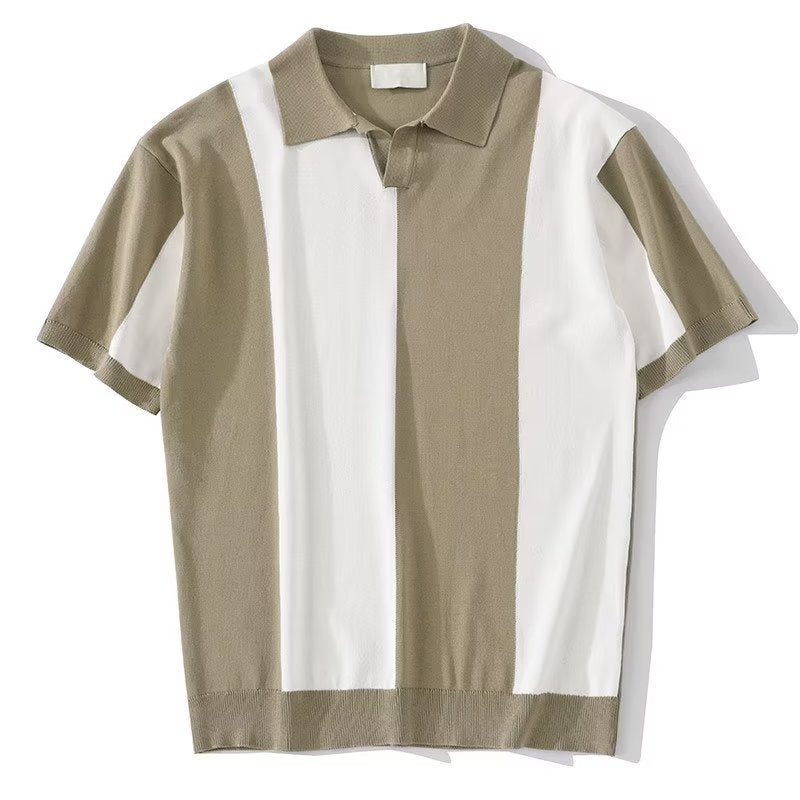 Jacob | Design Light Luxury Contrast Color Knitted Striped Short Sleeve