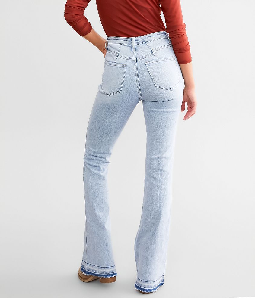 Cécile | Women's High Waist Button Row Elastic Denim Pants