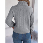 Maren | Loose High Collar Twist Long Sleeve Knitted Pullover Sweater