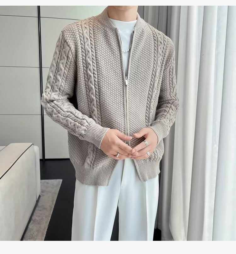 Abdou | Design Sense Niche Zipper Knitted Cardigan For Men