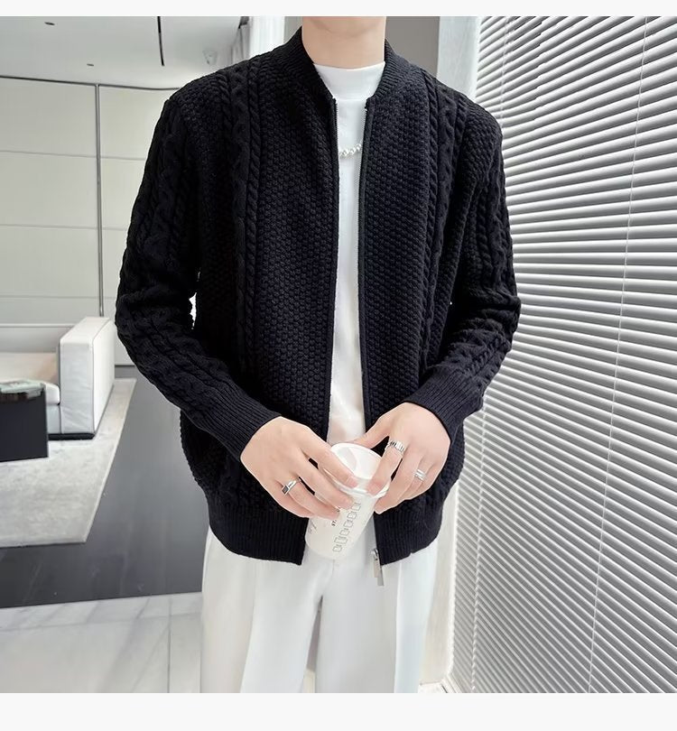 Abdou | Design Sense Niche Zipper Knitted Cardigan For Men