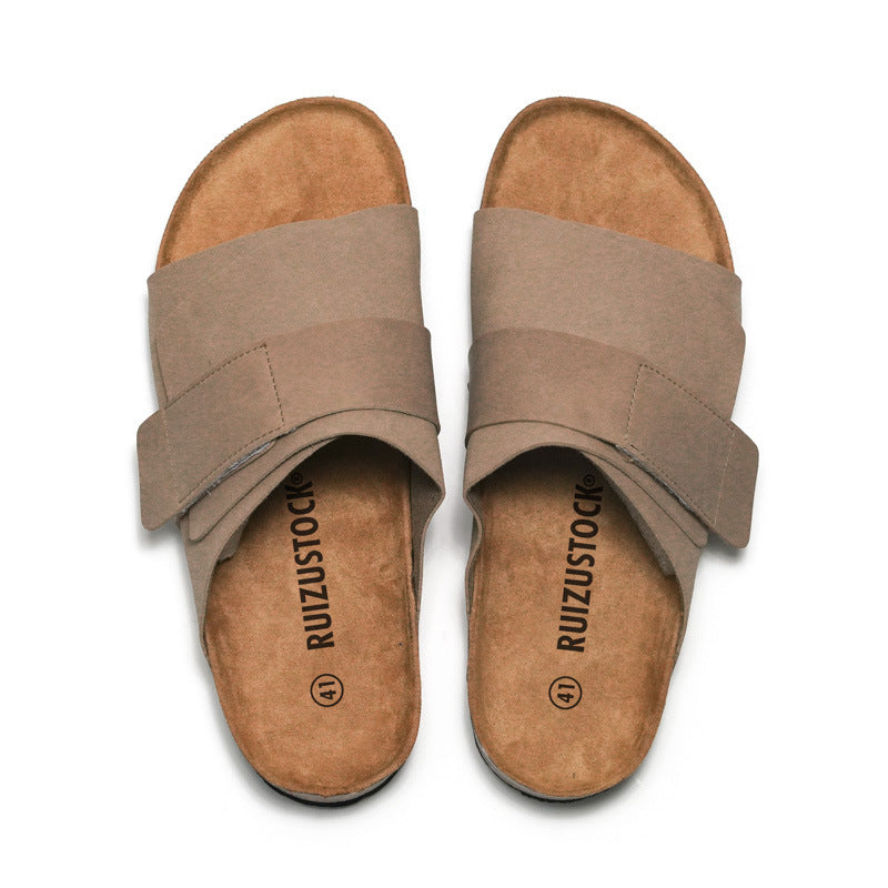 Leo | Couple Beach Wear Leather Surface Cork Sandals