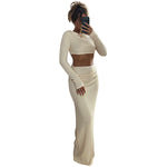 Mélina | Women's Fashion Round Neck Long Sleeves Cropped Suit