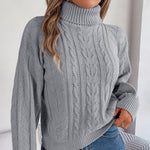 Maren | Loose High Collar Twist Long Sleeve Knitted Pullover Sweater