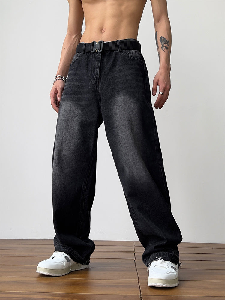 Alaric | Loose Black Wide-leg Mop Trousers