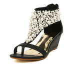 Livia | Summer Fashion Beaded Rhinestone Flip-toe Wedge Women's Shoes