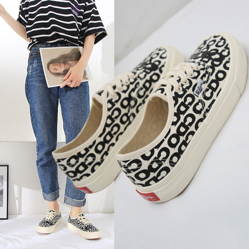 Lacey | Low Cut Men And Women Letter Couple Canvas Shoes Laces