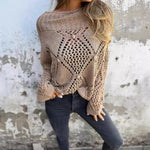 Piper | European And American Leisure Loose Hollow Out Sweater Round Neck Knitted Top