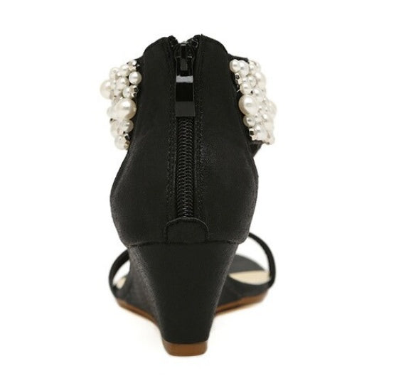 Livia | Summer Fashion Beaded Rhinestone Flip-toe Wedge Women's Shoes