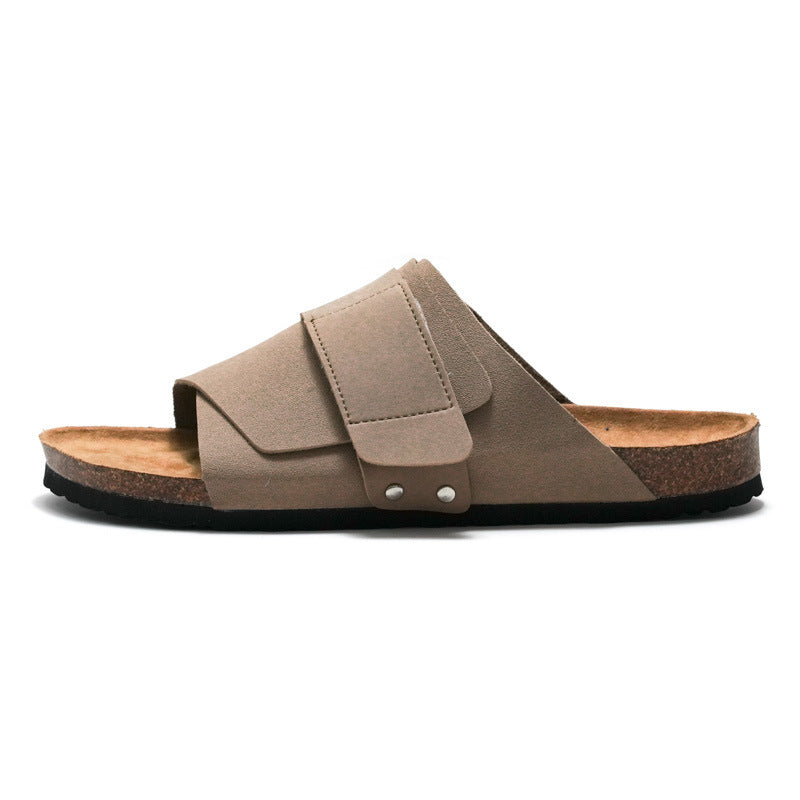 Leo | Couple Beach Wear Leather Surface Cork Sandals