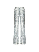 Kinsley | Low Rise Snake Print Sequin Slim Fit Flared Pants