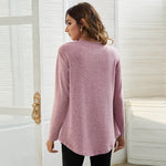 Élodie | Round Neck Women's Casual Simple Button Long-sleeved T-shirt