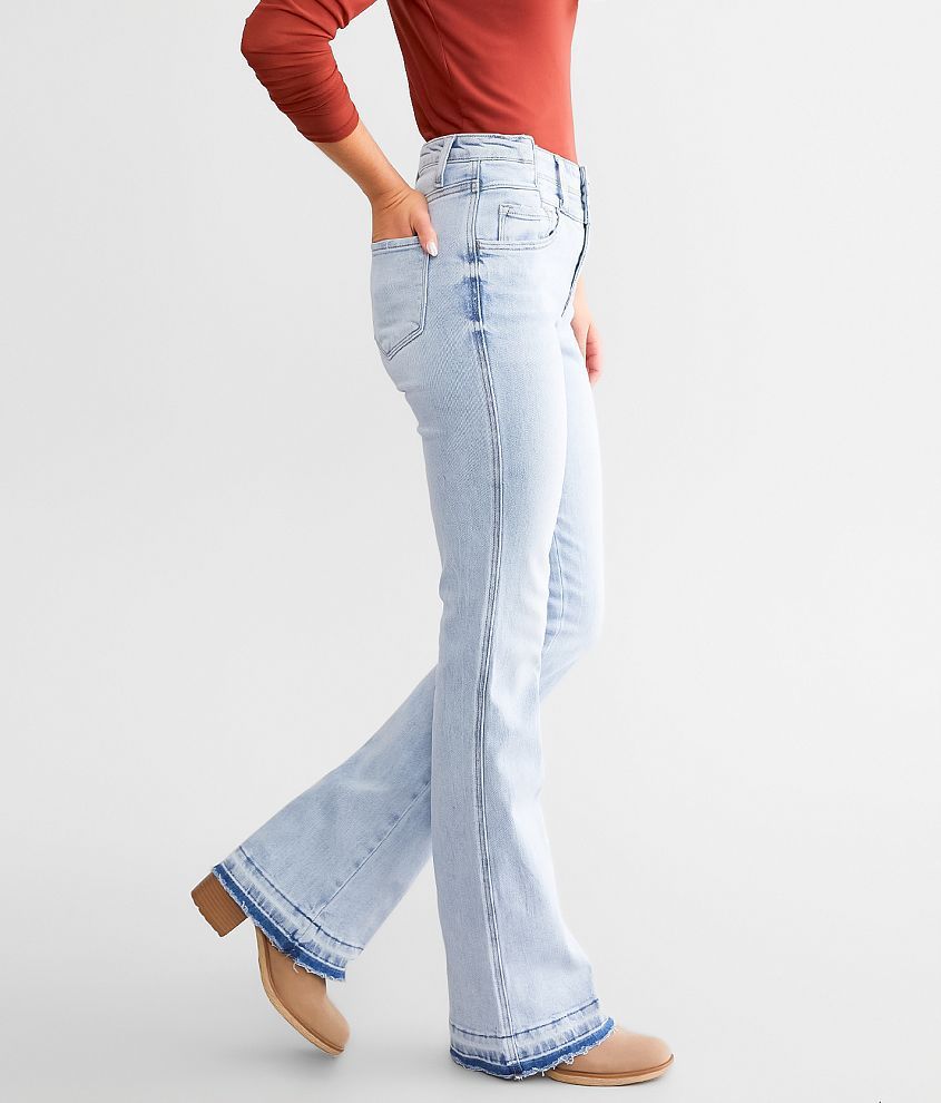 Cécile | Women's High Waist Button Row Elastic Denim Pants