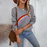 Capucine | Rainbow Stripes European And American Style Loose Pullover Women