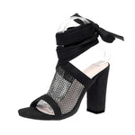 Chelsea | Women Sandals Bandage Flock Cross Strap Lace Up High Heels Sandal