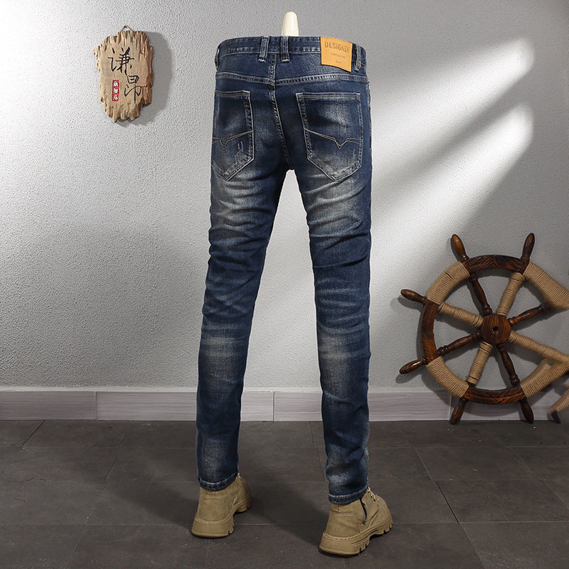 Timéo | Men's Retro Elastic Slim Fit Small Straight Leg Jeans