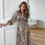 Rylee | European and American leopard print belly cover dress, V-neck,