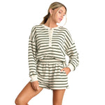 Lillian | Women's Long Sleeve Striped Collar Shorts Suit