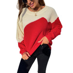 Léonie | Round Neck Contrast Stitching Pullover Sweater