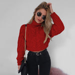 Carly | Short long sleeve high neck sexy twist knit sweater